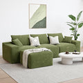 LIKIMIO 120" Modern L-Shaped Modular Sectional Sofa for Living Room, Corduroy Upholstery Green, Oversized 3-Seater Couch with Deep Seat and Movable Ottoman – No Assembly-Ruum Studio Home