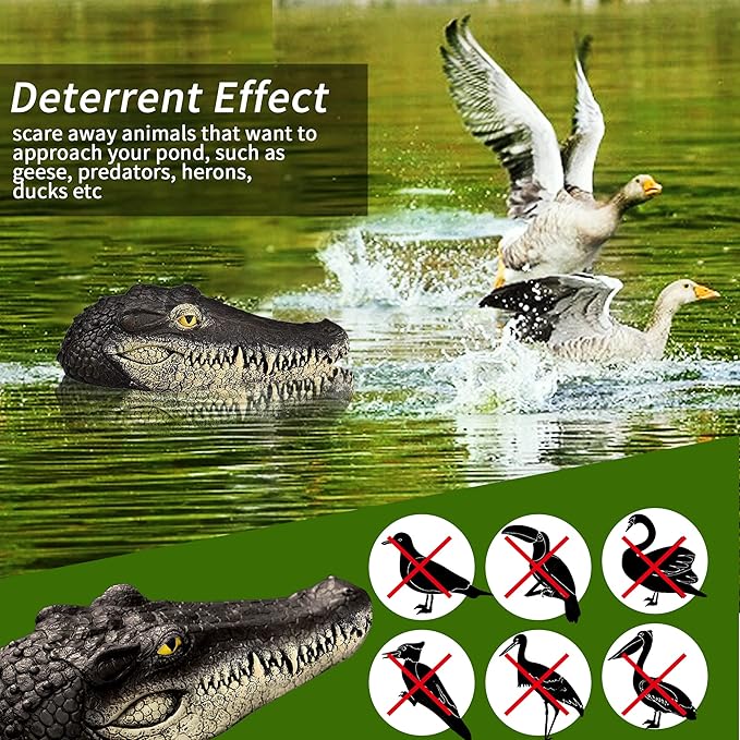 Floating Alligator Head,Alligator Head Decoy for Pool,Resin Crocodile Head for Swimming Pool and Pond,Deterrent Ducks,Predator,Heron etc,Outdoor Statues,Garden Home Decor Art-Ruum Studio Home