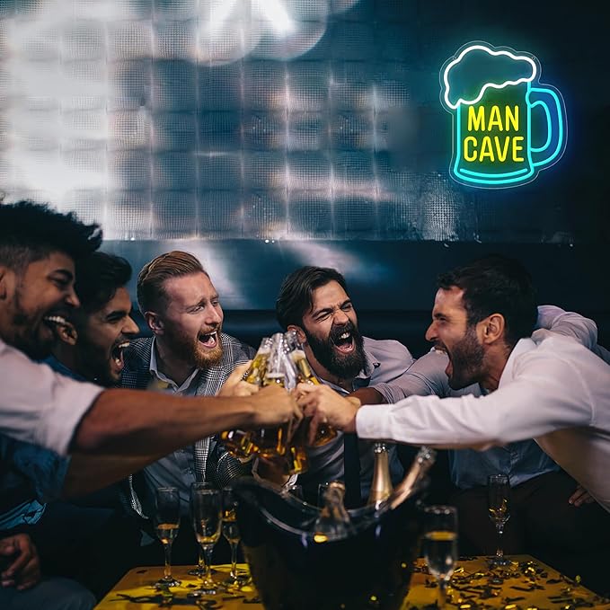 Man Cave Neon Sign, Beer Neon Signs for Wall Decor, Dimmable Acrylic Neon Lights for Man Cave Gamer Room Bedroom Bar Pub Party Decorations-Ruum Studio Home