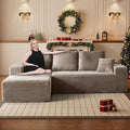 HYJT-H&K Modular Sectional Sofa Cloud Couch, 107" Comfy L Shaped Sectional Couches for Living Room, Deep Seat Memory Foam Plush Fluffy Corduroy Boneless Couch Sectionals Left Facing Sofa Chaise Brown-Ruum Studio Home