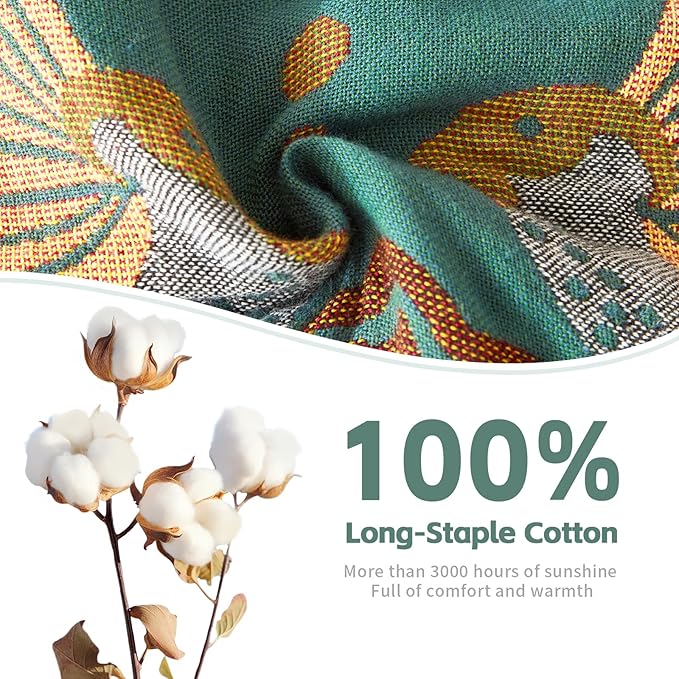 Woven Throw Blanket Cotton Cozy and Soft King Size Blanket Two Side Available Large Bed Blankets All Season Blanket for Couch Bedding (90"x98",01-Cute Bird)-Ruum Studio Home