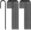 Ground-Stakes-Heavy-Duty-12 inch, J-Hook Rebar Stakes Black Coated Anti-Rust 16pcs Garden Stakes Metal Ground Anchors for Garden Dog Fence Chicken Coop Christmas Decorations Deer Fence-Ruum Studio Home