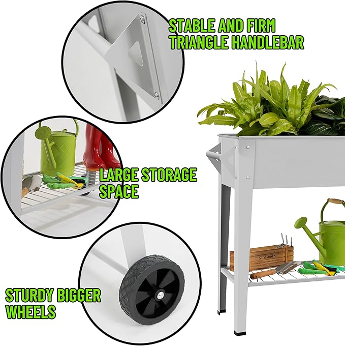 𝐑𝐚𝐢𝐬𝐞𝐝 𝐆𝐚𝐫𝐝𝐞𝐧 𝐁𝐞𝐝 𝐎𝐮𝐭𝐝𝐨𝐨𝐫 Elevate Herb Garden Planter Box Outdoor Raised Planter Box with Legs On Wheels for Vegetables Flower Tomato Patio Backyard-Ruum Studio Home