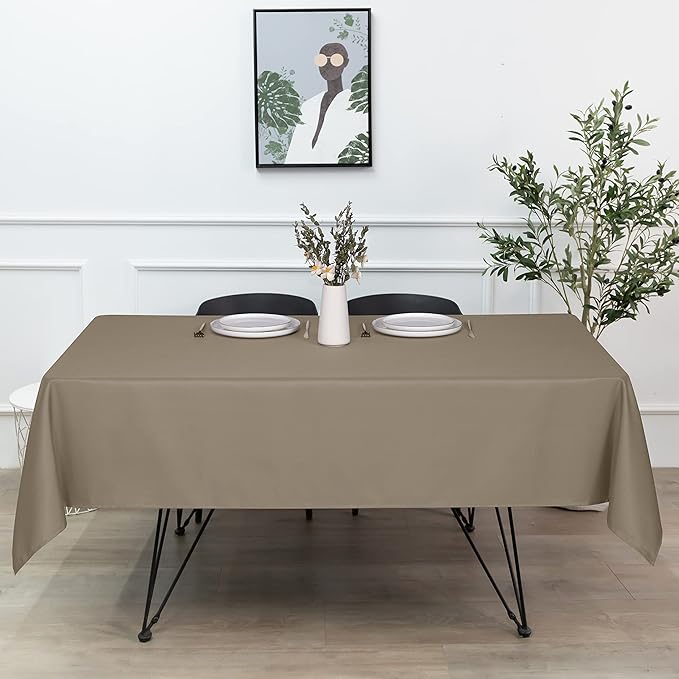 sancua Square Tablecloth - 60 x 60 Inch - Stain and Wrinkle Resistant Washable Polyester Table Cloth, Decorative Fabric Table Cover for Dining Tables, Buffet Parties and Camping, Taupe-Ruum Studio Home