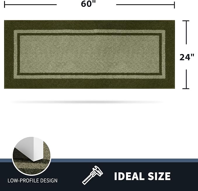 PURRUGS Dirt Trapping Door Mat 24" x 60", Non-Slip/Skid Machine Washable Entryway Rug, Shoes Scraper, Area Rug, Super Absorbent Welcome Mat for Muddy Wet Shoes and Paws, Budding Green & Sage Green-Ruum Studio Home