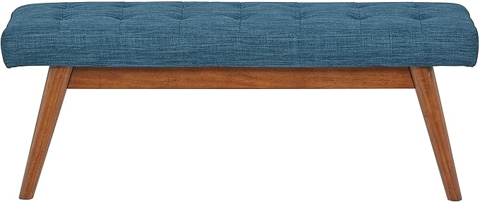 Amazon Basics Modern Haraden Upholstered Button-Tufted Bench, Blue, 16 x 44 x 17 in (Previously Rivet brand)-Ruum Studio Home
