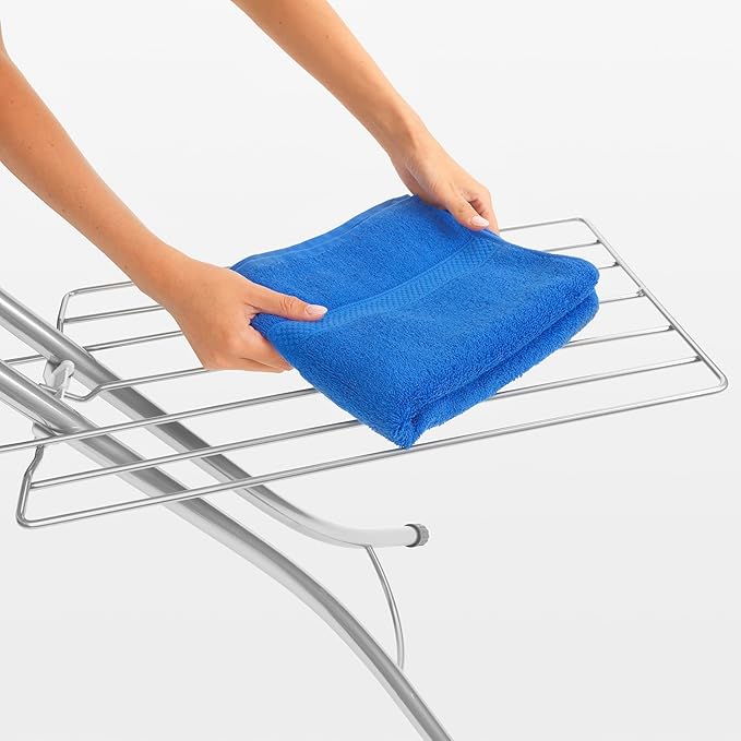 Brabantia Size C Ironing Board (49 x 18in) 7 Height Options, Adjustable Steam Iron Rest Holder & Linen Rack (Ecru) Non-Slip Feet, Anti-Collapse Child Locks-Ruum Studio Home
