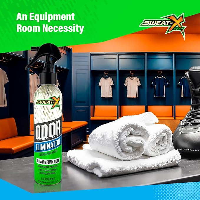 Sweat X Sport Extreme Odor Spray – Multipurpose Deodorizer for Stinky Shoes, Clothes, Sports Equipment & All Fabrics – Concentrated Formula, No Washing Required - Active Fresh Scent – 8 Fl Oz-Ruum Studio Home