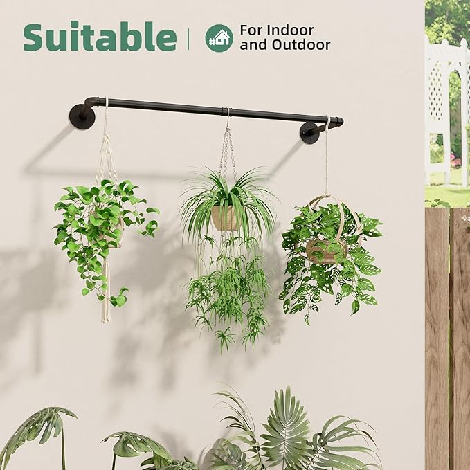 Plant Hanger Indoor Hanging Planters for Indoor Plants Hanging Plant Holder Black Metal Rod(Pot/Chain/Plant not Included-Ruum Studio Home