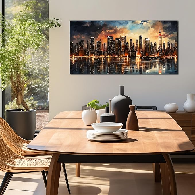 New York City Canvas Wall Art for Bedroom Modern Wall Pictures for Living Room Home Office Wall Decor Size 20 x 40 Inch-Ruum Studio Home
