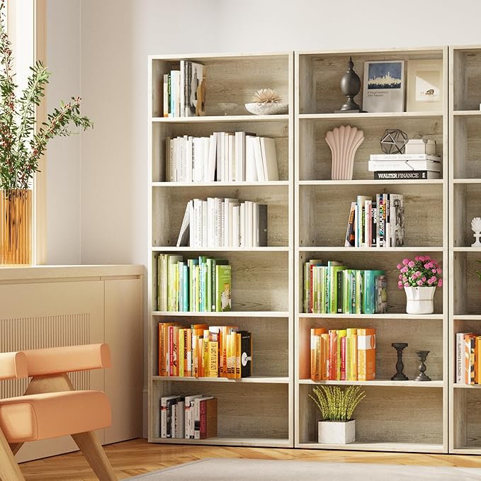 IRONCK Bookshelves and Bookcases Set of 2 Floor Standing 6 Tiers Display Storage Shelves 70 in Tall Bookcase Home Decor Furniture for Home Office, Living Room, Bed Room-Ruum Studio Home