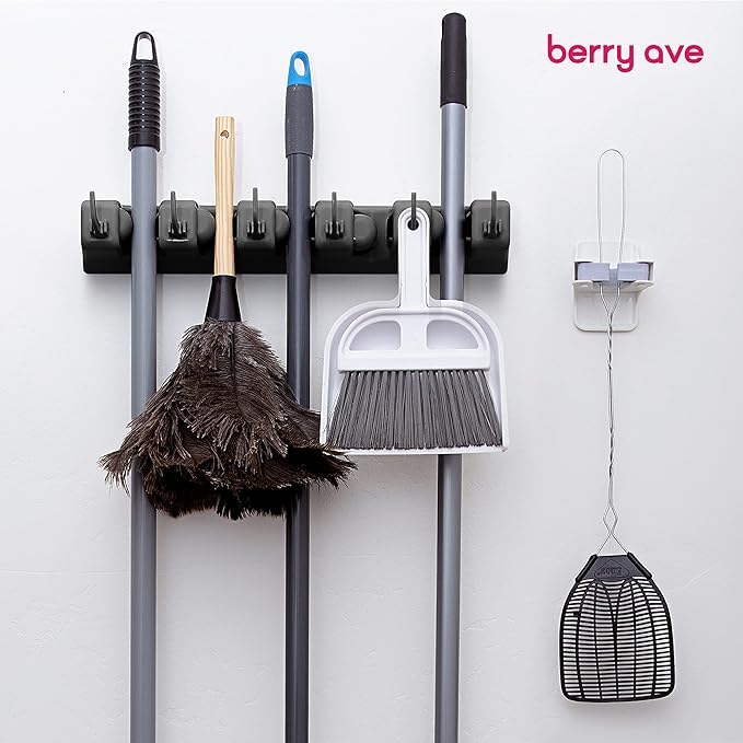 EXTRA GRIP Mop & Broom Holder Wall Mount - Wall Hanging Garden Tool & Utility Closet Organizer, Mop & Broom Hook, Broom Hanger Wall Mount, Mop Broom Organizer, Wall Mounted Broom Rack Mop Storage-Ruum Studio Home