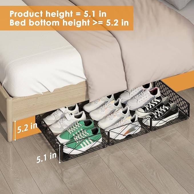 NADAMOO Large Under Bed Storage with Wheels, Low Profile Rolling Under Bed Storage Containers，Foldable Metal Under the Bed Organizer Bins for Bedroom，2 Packs-Ruum Studio Home