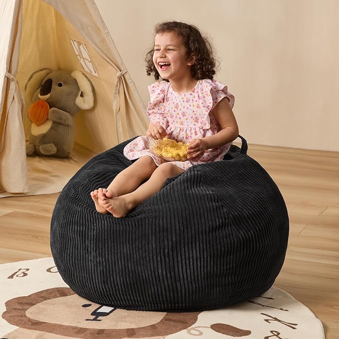 Bean Bag Chairs Teardrop Bean Bag Chair Beanbag Chair with Memory Foam Filled Machine Washable Cover for Living Room, Bedroom (Small,Black)-Ruum Studio Home