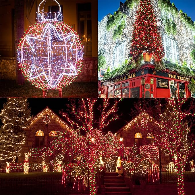 HOME LIGHTING 66ft Christmas Decorative Mini Lights, 200 LED Green Wire Fairy Starry String Lights Plug in, 8 Lighting Modes, for Indoor Outdoor Xmas Tree Wedding Party Decoration (Red & Green)-Ruum Studio Home