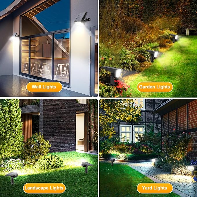 Fabrito 72 LEDs Solar Spot Lights Outdoor Waterproof, 3 Modes Landscape Spotlights, Dusk to Dawn Solar Powered Flood Wall Lights for Outside, Solar Garden Lights for Yard Porch 10 Pack (Cool White)-Ruum Studio Home