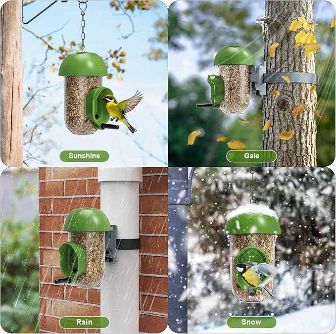 LONA Bird Feeders for Outdoors, Tube Feeder Weatherproof with Multiple Hanging Methods, Wild Bird Feeding Silo for Outside, 1 Port-Ruum Studio Home