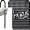VVOKGO Rebar Stakes 12 Inches J Hook Heavy Duty Chain Link Fence Stakes, 32 Pcs Metal Long Tent Spikes Ground Anchors for Wire Fencing, Dogs Digging, Camping Tents, Swings, Greenhouse, Black-Ruum Studio Home