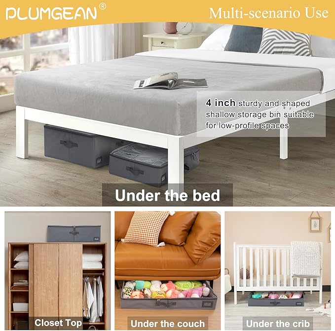 4-Inch Under Bed Storage Containers, Low Profile UnderBed Storage Organizer, Under Crib/Couch Storage Box for Seasonal Clothing, Sweaters, Shoes, Blankets, Wrapping Paper, Sheets & Toys 33"L×17"W×4"H-Ruum Studio Home