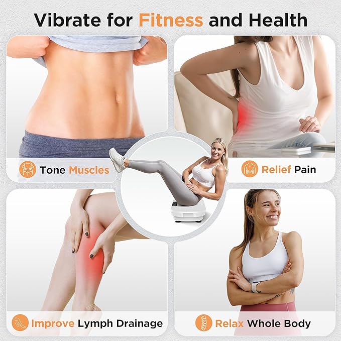 FEIERDUN Vibration Plate Exercise Machine, Vibration Plate for Lymphatic Drainage, Power Plate Vibration Platform for Weight Loss, Toning & Wellness-Ruum Studio Home