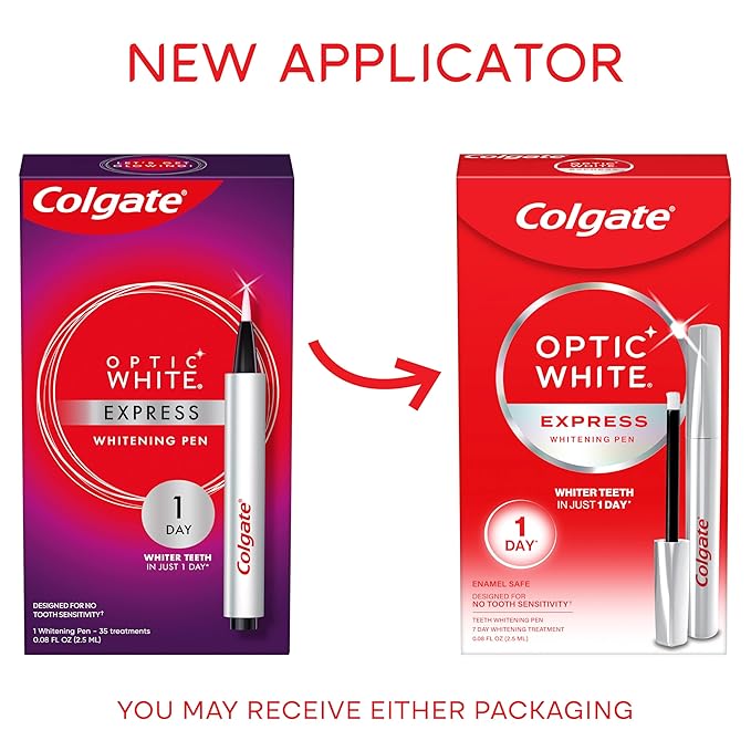 Colgate Optic White Express Teeth Whitening Pen, Enamel-Safe Tooth Whitening Applicator, Helps Whiten Teeth in As Little As 1 Day of Use, 7 Day Whitening Treatment, 0.08 fl oz-Ruum Studio Home