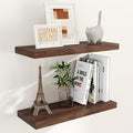 24 x 9 Floating Shelves, 9 Inch Deep Floating Shelf Wall Mounted, 24 Inch Bathroom Shelves Set of 2, Rustic Wood Wall Shelf for Bedroom, Living Room, Walnut Color-Ruum Studio Home