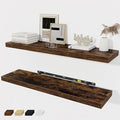 Fun Memories 36 x 8 Inch Floating Shelves for Wall, Farmhouse Bathroom Shelves Set of 2, Wood Wall Shelves 36 Inch Long, 36 x 8 x 1.4 Inch, Rustic Brown-Ruum Studio Home