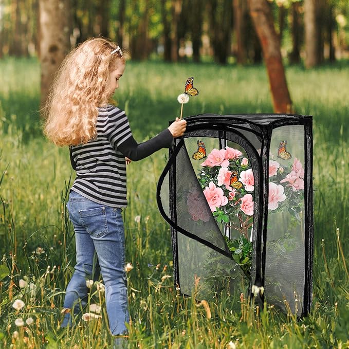 Kingrol 30-Inch Butterfly Habitat Cage, Large Pop-Up Mesh Terrarium with Zipper Opening, Portable & Collapsible Insect Enclosure for Caterpillars & Monarch Butterflies-Ruum Studio Home