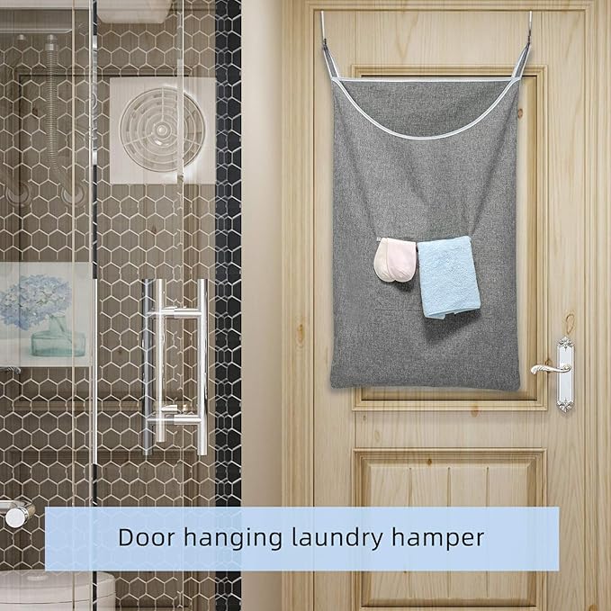 X-Large Door Hanging Hamper Bag,2 Pack Large Capacity Hanging Laundry Hamper Basket with Wide Opening Dirty Clothes Laundry Hamper Storage Bag Size 35X22inch(Grey-2Pack)-Ruum Studio Home