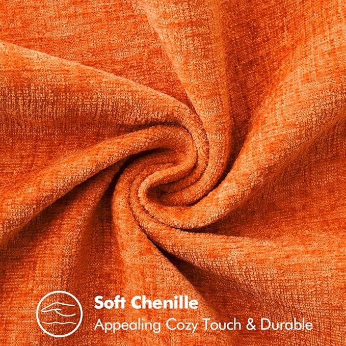 MIULEE Pack of 2 Fall Couch Throw Pillow Covers 18x18 Inch Bright Orange Farmhouse Decorative Pillow Covers with Stitched Edge Soft Chenille Solid Dyed Pillow Covers for Sofa Bed Living Room-Ruum Studio Home