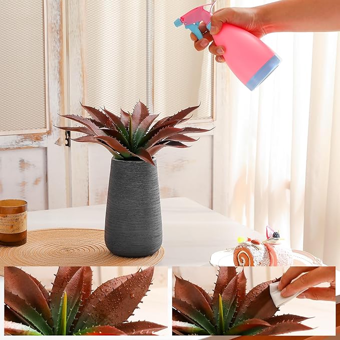 JUSTOYOU Large Artificial Succulents Aloe Plants Real Touch Fake Flowers Unpotted for Home Wedding Festival Arrangement (4, Green-Red)-Ruum Studio Home