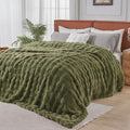 Lotus Karen Faux Fur Throw Blanket Dark Green - 800 GSM Bubble Rabbit Fluff Blanket for Couch Bed Sofa,Softest Fluffy Fuzzy Cozy Blanket,Thick Furry Plush Shaggy Warm Blankets for Women,90x90 Inches-Ruum Studio Home