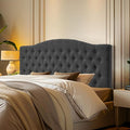 Linen Upholstered Headboard Queen/Full Size Latest Model Wall Mount, Bed Frame Mount, Featuring High-Density Sponge Padding, Luxury Texture Easy Assembly Comfort and Style-Dark Gray-Ruum Studio Home