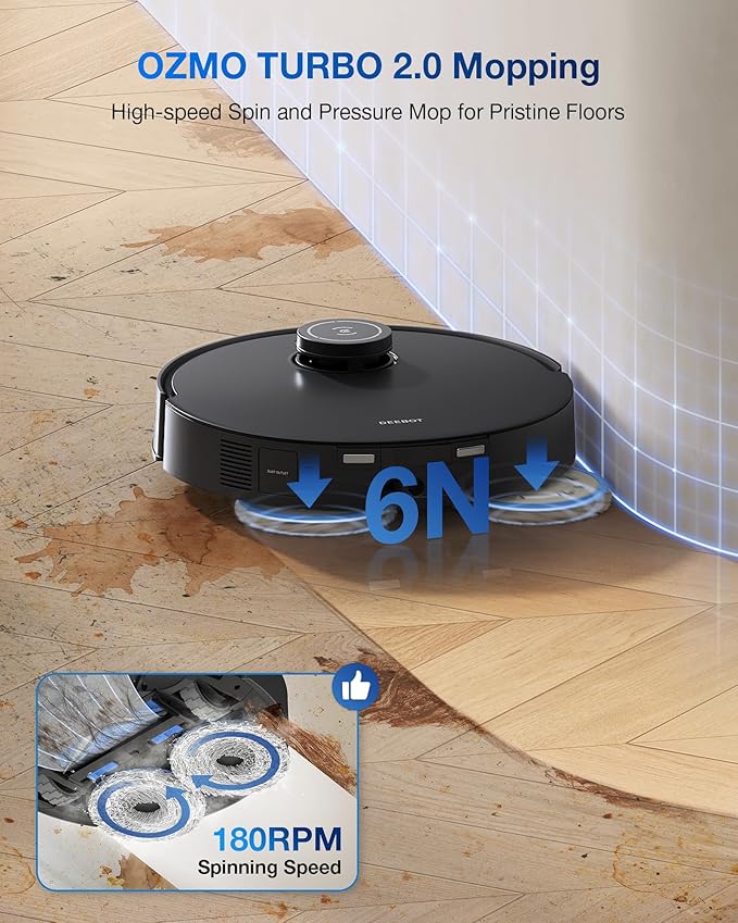 ECOVACS DEEBOT T30S PRO Robot Vacuum and Mop, 11000Pa, TruEdge Adaptive Edge Mopping, ZeroTangle Technology, AI Instant Re-mop, Self-Emptying & Refilling, AI Obstacle Avoidance-Ruum Studio Home