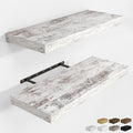 RICHFOCUS 24Inch Floating Shelves for Wall 2 Pack Shelves for Bedroom|Kitchen|Bathroom Wall Mounted Rustic Distressed Wood Floating Shelf with Invisible Brackets for Books|Storage|Decor, Rustic-Ruum Studio Home