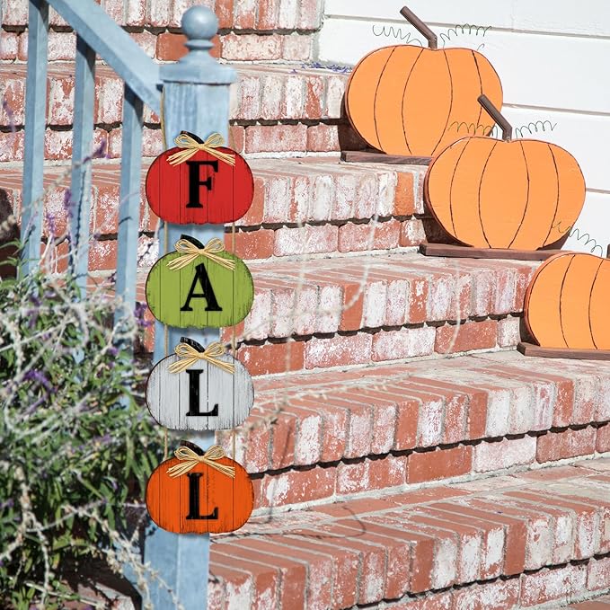 Fall Decorations for Home Fall Pumpkin Door Sign, Rustic Farmhouse Thanksgiving Wall Decorations Wooden Hanging Signs for Porch Yard Seasonal Autumn Home Decor-Ruum Studio Home