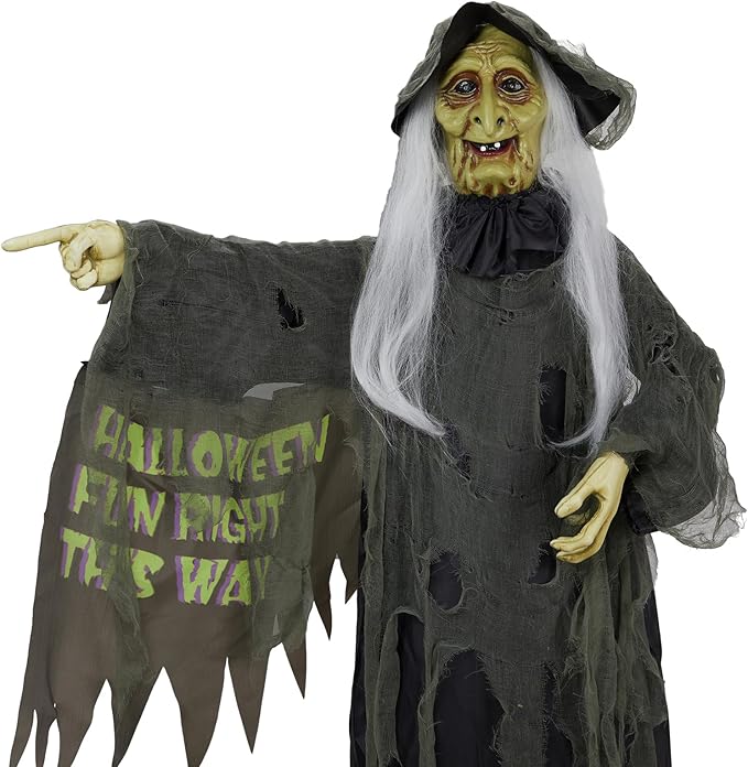 AW Animated Halloween Decorations,Scary Witch,6 FT Life Size Standing Clown,Motion/Sound Activated LED Eyes Creepy Sound,Haunted House Props,Party Outdoor Indoor Lawn Yard Patio 2025-Ruum Studio Home