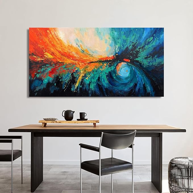 Canvas Wall Art Decor Modern Wall Art Pictures For Living Room Blue Green Wall Art Decor Canvas Abstract Art Work Colorful Abstract Wall Art Paintings Prints For Home Office Room Wall Decor 24" x 48"-Ruum Studio Home