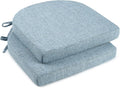 downluxe Indoor Chair Cushions for Dining Chairs, Soft and Comfortable Textured Foam Kitchen Chair Pads with Ties and Non-Slip Backing, 16" x 16" x 2", Light Blue, 2 Pack-Ruum Studio Home