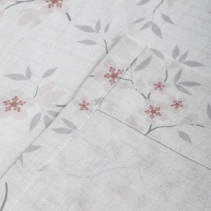 Pink Floral Pinch Pleated Linen Curtains - 2 Panels of Privacy Light-Filtering Printed Curtains Suitable for Dining Rooms and Farmhouses.100 Inches Wide by 84 Inches Long-Ruum Studio Home