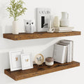 Fun Memories Floating Shelves for Wall, 32 Inch Rustic Wood Wall Mounted Shelves for Bathroom, Bedroom, Kitchen, Living Room, Deep Floating Shelves for Storage & Home Decor (Brown,Set of 2)-Ruum Studio Home