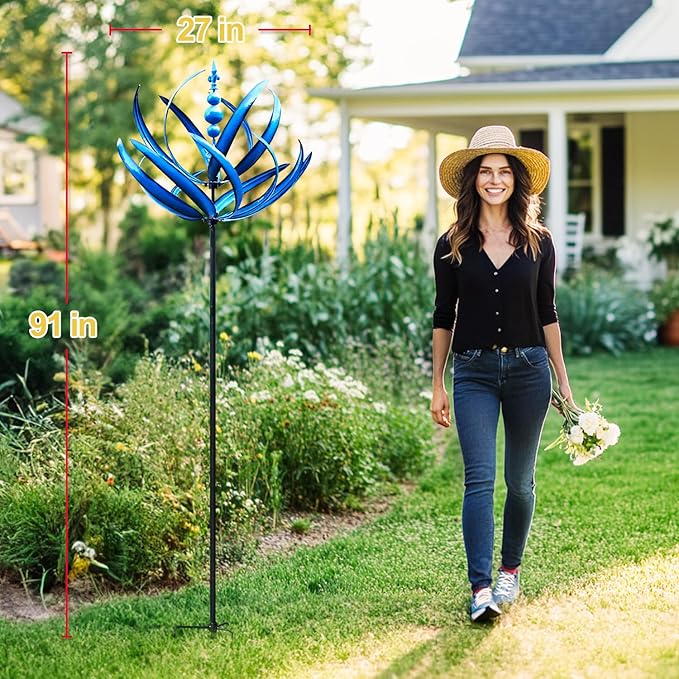 LimeHill Wind Spinner for Yard and Garden - Large Metal Kinetic Wind Sculptures, Yard Art Outdoor Decor (27 x 91 inches)-Ruum Studio Home