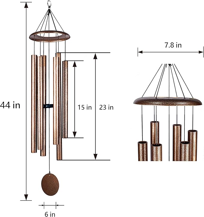 44 Inch Wind Chimes for Outside Deep Tone Sound Like Church Bell Rings Memorial Mother Day Copper Vein 1pcs Thickness of Tube is 2.8mm Taiwan Made-Ruum Studio Home