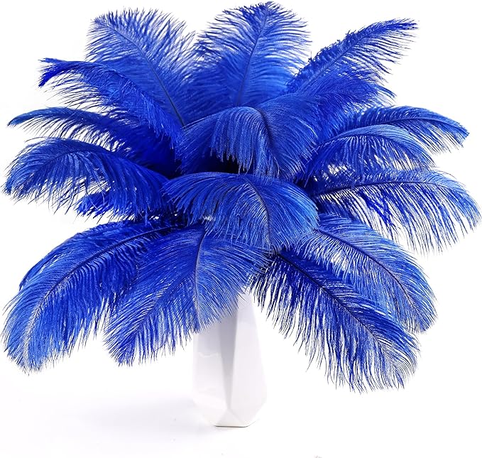 THARAHT Blue Ostrich Feathers 12pcs Natural Bulk 8-10Inch 20cm-25cm for Crafts Wedding Party Centerpieces Easter Gatsbi and Home Decoration Feathers-Ruum Studio Home