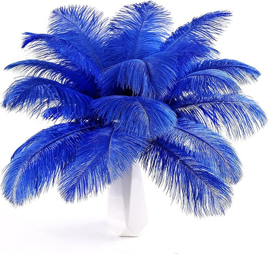 THARAHT Blue Ostrich Feathers 24pcs Natural Bulk 10-12Inch 25cm-30cm for Crafts Wedding Party Centerpieces Easter Gatsbi and Home Decoration Feathers-Ruum Studio Home