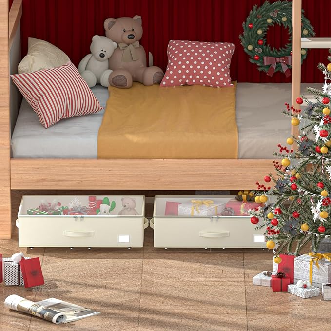 Under Bed Storage with Wheels, No Assemble Required 7.5 inches height Under Bed Storage bins,Large capacity Rolling Under bed Shoe Storage containers，dorm under bed storage drawers-Ruum Studio Home
