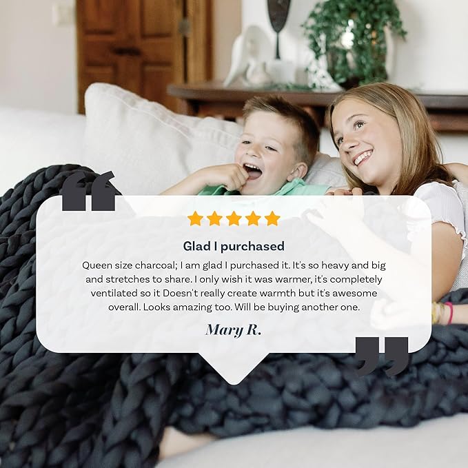 Nuzzie Chunky Knit Blanket - Breathable, Cooling, Hand Made Knit Throw Blanket for Sleep - Machine Washable, Stylish Decor Design (Charcoal, Full | 16lbs | 48"x72")-Ruum Studio Home