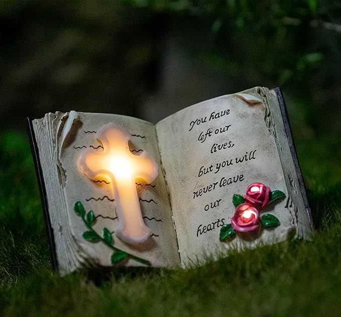 Outdoor Solar Bible Cross Garden Stakes Lights, Waterproof Memorial Grave Decorations Gifts for Cemetery Outdoors Lawn Yard Home Patio Decor-Ruum Studio Home
