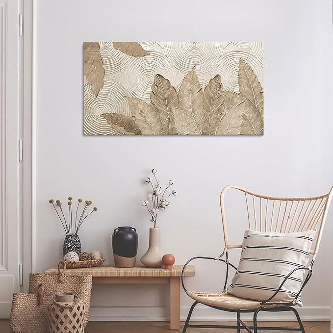 Minimalist & Modern Art for Bedroom Decor Framed Abstract Artwork for Walls Neutral & Contemporary Beige Wall art - Artwork for Living Room and Boho Style Large Abstract Wall Art 20×40IN-Ruum Studio Home