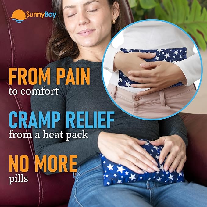 SunnyBay Small Microwave Heating Pad, Microwavable Versatile Cold/Heated Neck and Shoulder Wrap for Back Pain and More, Moist Heat Cotton-Fleece Pad, 6x11 Inches, Blue-Stars, Pack of 2-Ruum Studio Home